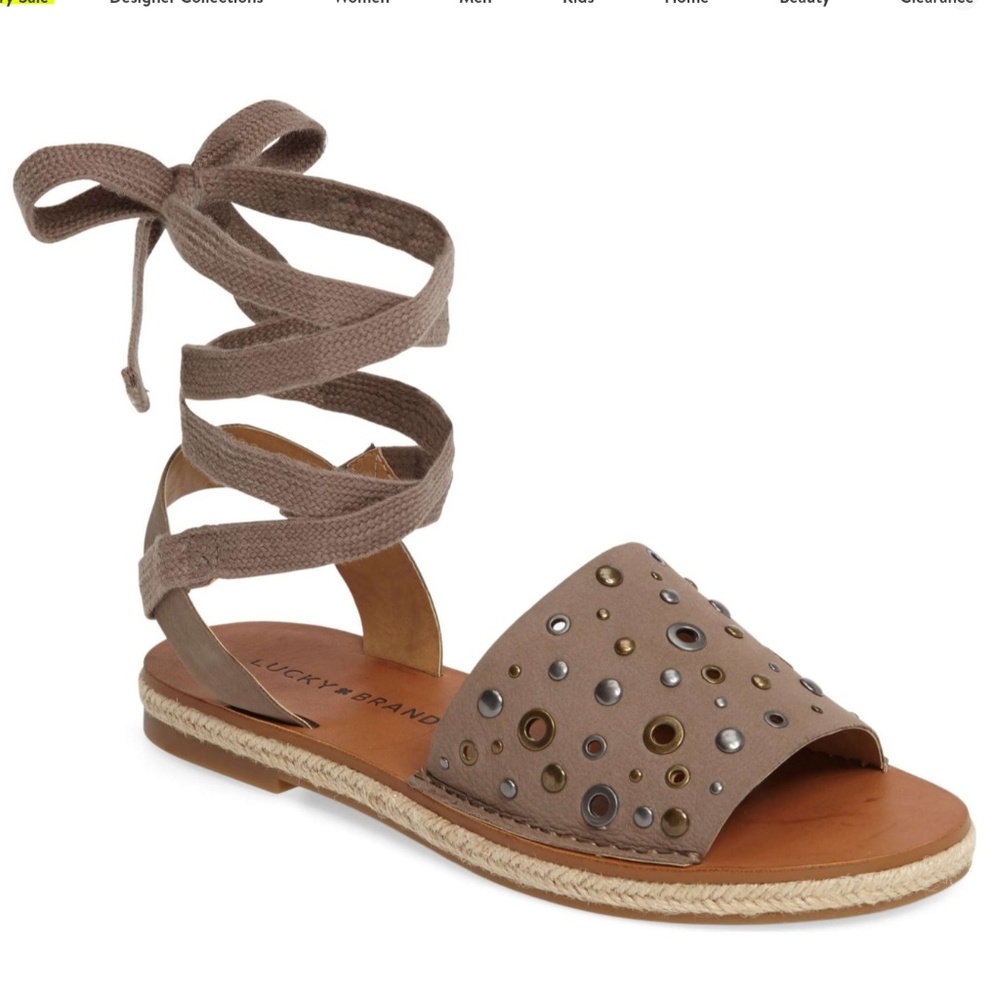 Lucky Brand Daytah2 Nubuck Leather Strappy Tie Open Toe Sandals Size 9M NIB NWT